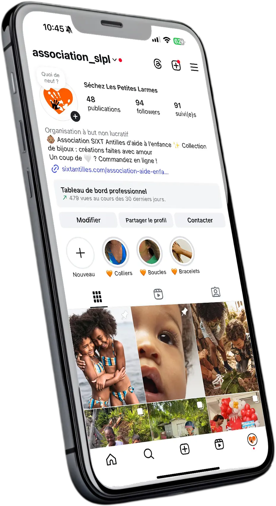 mockup page Instagram association Séchechez les Petites Lames